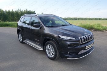 17 999 р. Защита переднего бампера нижняя d60,3 мм ТСС Тюнинг  Jeep Cherokee  KL (2014-2017) дорестайлинг (нержавейка)  с доставкой в г. Омск. Увеличить фотографию 1