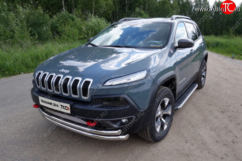 26 499 р. Защита переднего бампера (Trailhawk, двойная 60,3/60,3 мм) ТСС Тюнинг  Jeep Cherokee  KL (2014-2017) дорестайлинг (нержавейка)  с доставкой в г. Омск