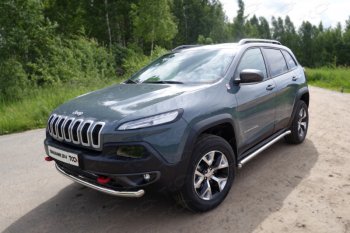 17 649 р. Защита переднего бампера (Trailhawk, d60,3 мм) ТСС Тюнинг  Jeep Cherokee  KL (2014-2017) дорестайлинг (нержавейка)  с доставкой в г. Омск. Увеличить фотографию 1