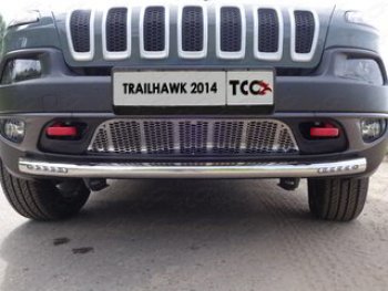 Защита переднего бампера (Trailhawk, 60,3 мм ДХО) ТСС Тюнинг Jeep (Джип) Cherokee (Чироки)  KL (2014-2017) KL дорестайлинг  (нержавейка)