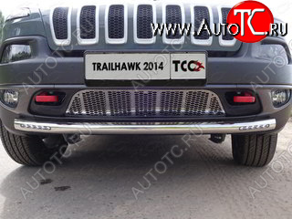 38 949 р. Защита переднего бампера (Trailhawk, 60,3 мм ДХО) ТСС Тюнинг  Jeep Cherokee  KL (2014-2017) дорестайлинг (нержавейка)  с доставкой в г. Омск