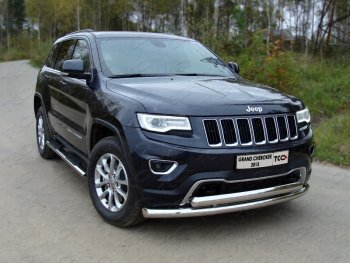 29 999 р. Защита передняя нижняя двойная 76,1*75 мм Тюнинг Jeep Grand Cherokee WK2 1-ый рестайлинг (2013-2018) (нержавейка)  с доставкой в г. Омск. Увеличить фотографию 1