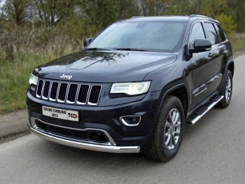 Защита переднего бампера овальная длинная 75х42 мм ТСС Тюнинг Jeep Grand Cherokee WK2 1-ый рестайлинг (2013-2018)  (нержавейка)