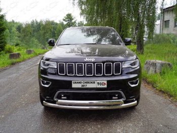 31 199 р. Защита передняя нижняя двойная 76,1*75 мм Тюнинг  Jeep Grand Cherokee  WK2 (2017-2022) 2-ой рестайлинг (нержавейка)  с доставкой в г. Омск. Увеличить фотографию 1