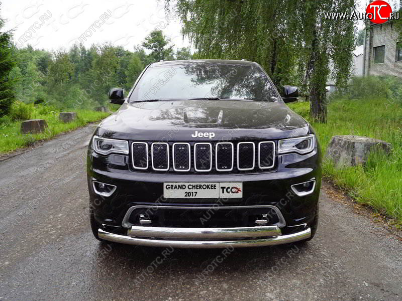 31 199 р. Защита передняя нижняя двойная 76,1*75 мм Тюнинг  Jeep Grand Cherokee  WK2 (2017-2022) 2-ой рестайлинг (нержавейка)  с доставкой в г. Омск