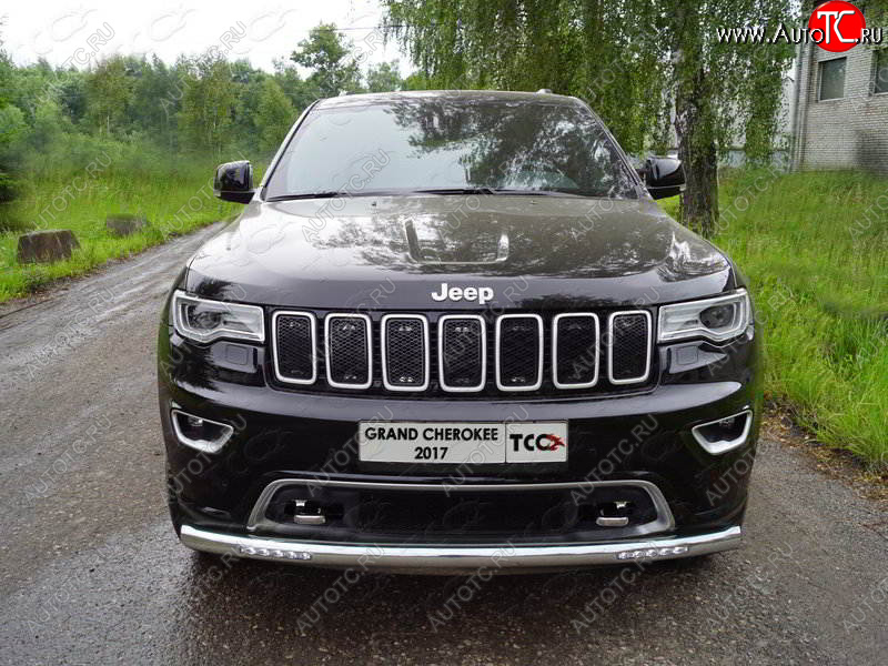 38 999 р. Защита переднего бампера нижняя с ДХО 76,1 мм ТСС Тюнинг  Jeep Grand Cherokee  WK2 (2017-2022) 2-ой рестайлинг (нержавейка)  с доставкой в г. Омск