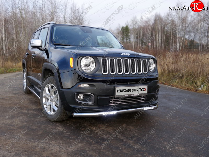 39 999 р. Защита переднего бампера нижняя с ДХО 60,3 мм ТСС Тюнинг  Jeep Renegade (2015-2025) (нержавейка)  с доставкой в г. Омск