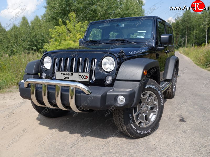 29 449 р. Защита переднего бампера кенгурин 60,3 мм ТСС Тюнинг  Jeep Wrangler  JK (2006-2010) 3 дв. дорестайлинг (нержавейка)  с доставкой в г. Омск