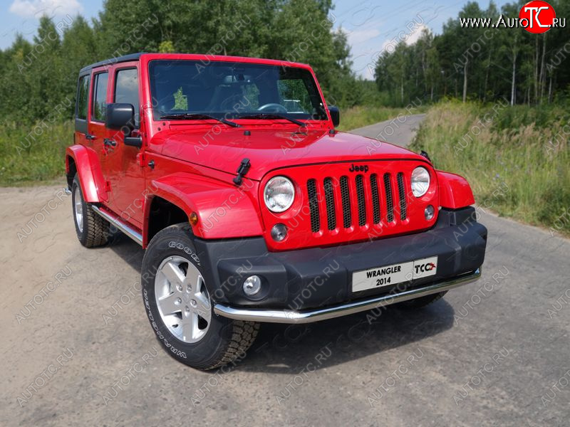 20 999 р. Защита переднего бампера нижняя 76,1 мм ТСС Тюнинг  Jeep Wrangler  JK (2007-2018) (нержавейка)  с доставкой в г. Омск