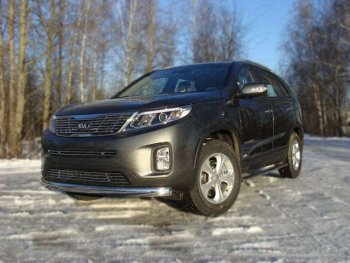 20 899 р. Защита переднего бампера овальная 75х42 мм ТСС тюнинг KIA Sorento XM рестайлинг (2012-2015) (нержавейка)  с доставкой в г. Омск. Увеличить фотографию 1