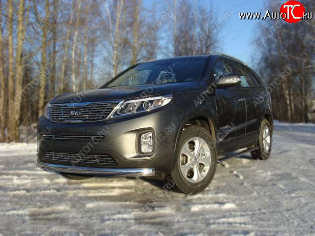 20 899 р. Защита переднего бампера овальная 75х42 мм ТСС тюнинг KIA Sorento XM рестайлинг (2012-2015) (нержавейка)  с доставкой в г. Омск