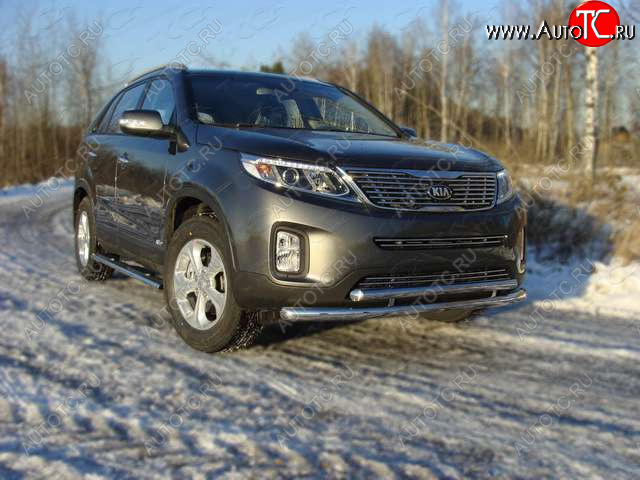 22 999 р. Защита переднего бампера нижняя 60,3*50,8 мм ТСС Тюнинг  KIA Sorento  XM (2012-2015) рестайлинг (нержавейка)  с доставкой в г. Омск