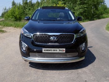 Защита переднего бампера нижняя овальная 75х42 мм ТСС Тюнинг KIA (КИА) Sorento (соренто)  UM/Prime (2014-2018) UM/Prime дорестайлинг  (нержавейка)