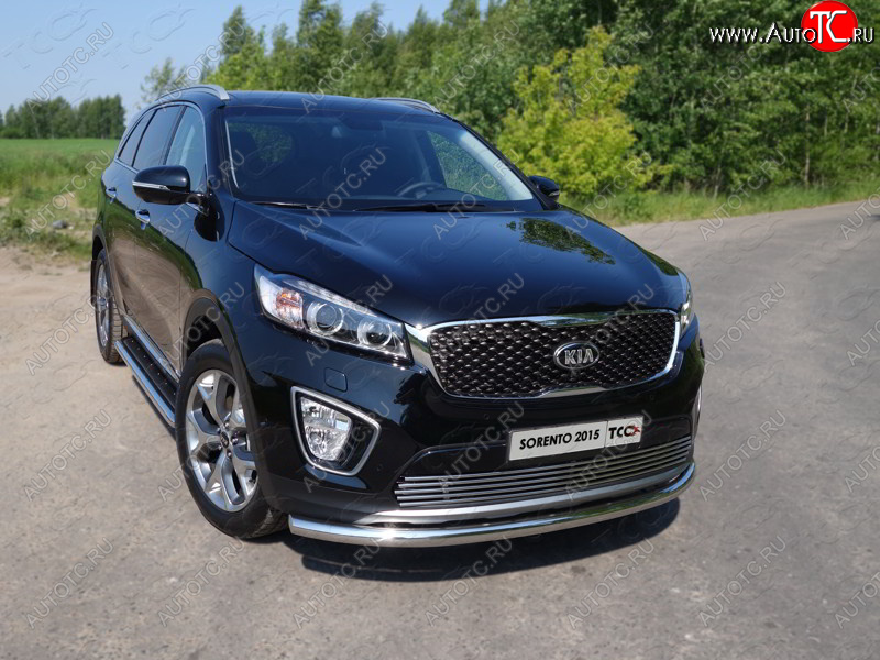 17 999 р. Защита переднего бампера нижняя d60,3 мм ТСС Тюнинг  KIA Sorento  UM/Prime (2014-2018) дорестайлинг (нержавейка)  с доставкой в г. Омск