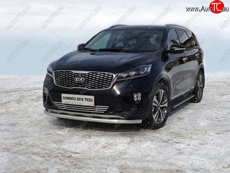 17 999 р. Защита переднего бампера нижняя d60,3 мм ТСС Тюнинг  KIA Sorento  UM/Prime (2018-2020) рестайлинг (нержавейка)  с доставкой в г. Омск