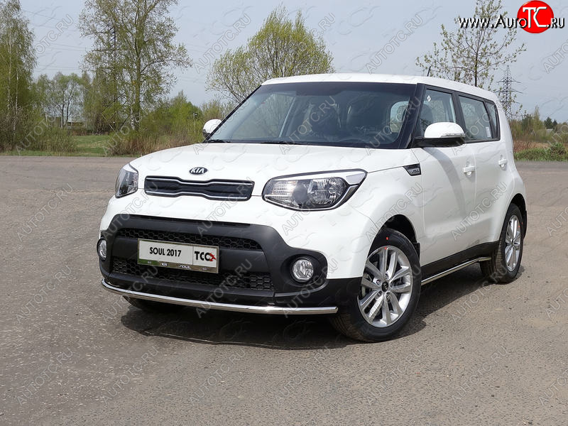 16 549 р. Защита переднего бампера нижняя d42,4 мм ТСС Тюнинг  KIA Soul  PS (2017-2019) рестайлинг (нержавейка)  с доставкой в г. Омск