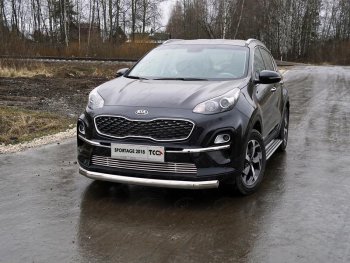 Защита переднего бампера нижняя овальная 75х42 мм ТСС Тюнинг KIA (КИА) Sportage (Спортаж)  4 QL (2018-2022) 4 QL рестайлинг  (нержавейка)