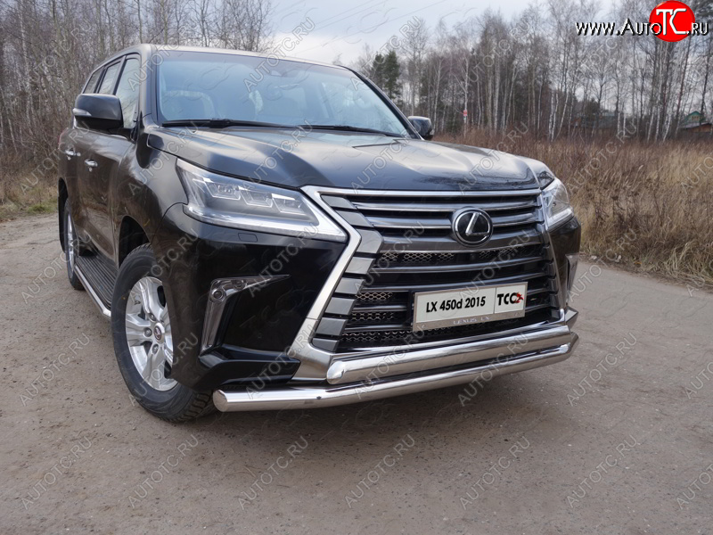 38 949 р. Защита передняя нижняя двойная 76,1*75 мм кроме F-Sport Тюнинг Lexus LX450d J200 2-ой рестайлинг (2015-2022) (нержавейка)  с доставкой в г. Омск