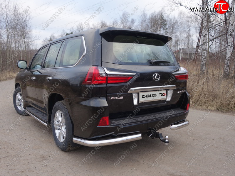 22 599 р. Защита задняя (уголки, нержавейка 76,1 мм) ТСС Тюнинг  Lexus LX450d  J200 - LX570  J200  с доставкой в г. Омск