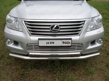 30 899 р. Защита переднего бампера нижняя d76,1*60,3 мм ТСС Тюнинг  Lexus LX570  J200 (2007-2012) дорестайлинг (нержавейка)  с доставкой в г. Омск. Увеличить фотографию 1