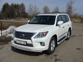 37 649 р. Защита передняя нижняя двойная 76,1*50,8 мм кроме F-Sport Тюнинг  Lexus LX570  J200 (2012-2015) 1-ый рестайлинг (нержавейка)  с доставкой в г. Омск. Увеличить фотографию 1