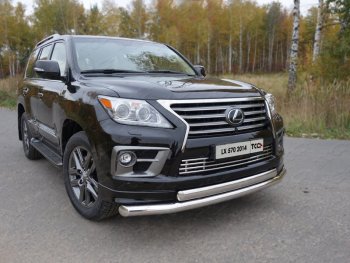 37 649 р. Защита передняя нижняя двойная 76,1*75 мм Sport Тюнинг  Lexus LX570  J200 (2012-2015) 1-ый рестайлинг (нержавейка)  с доставкой в г. Омск. Увеличить фотографию 1