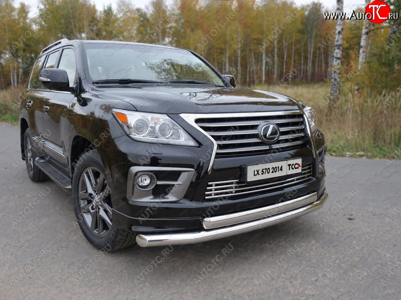 37 649 р. Защита передняя нижняя двойная 76,1*75 мм Sport Тюнинг  Lexus LX570  J200 (2012-2015) 1-ый рестайлинг (нержавейка)  с доставкой в г. Омск