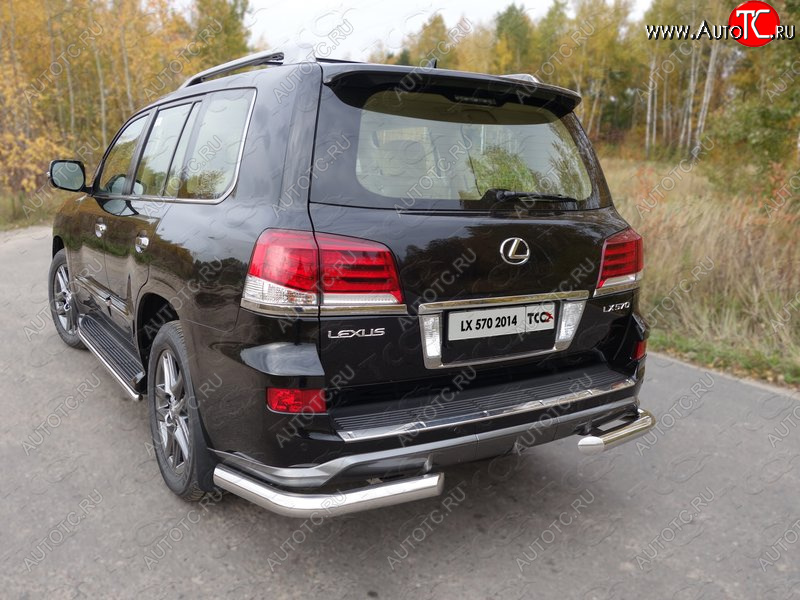 26 699 р. Защита задняя (уголки, нержавейка 76,1 мм) ТСС Тюнинг  Lexus LX570  J200 (2012-2015) 1-ый рестайлинг  с доставкой в г. Омск