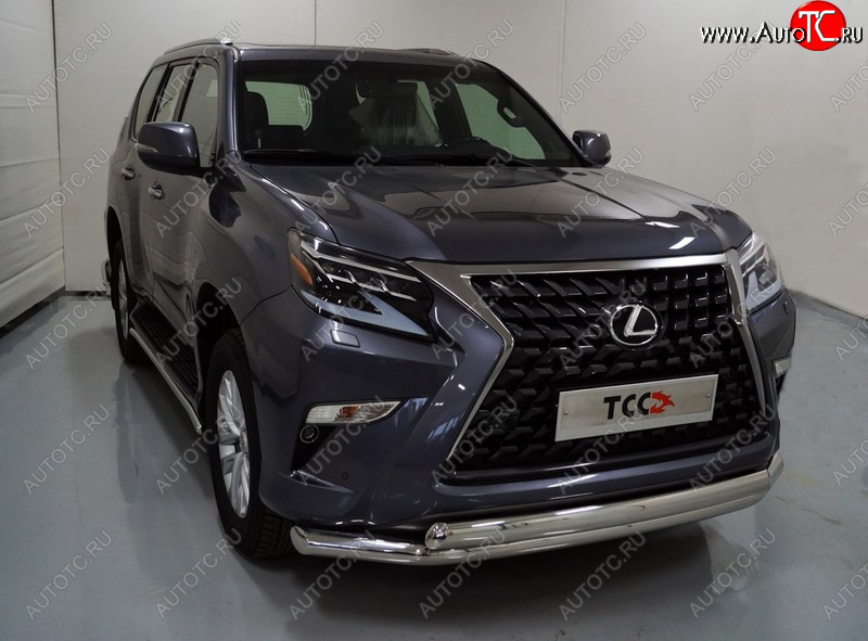 37 649 р. Защита передняя нижняя двойная 76,1*75 мм Тюнинг  Lexus GX460  J150 (2019-2022) 2-ой рестайлинг (нержавейка)  с доставкой в г. Омск