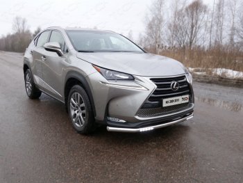 Защита переднего бампера нижняя с ходовыми огнями 60,3 мм ТСС Тюнинг Lexus NX300h Z10 дорестайлинг (2014-2017)  (нержавейка)