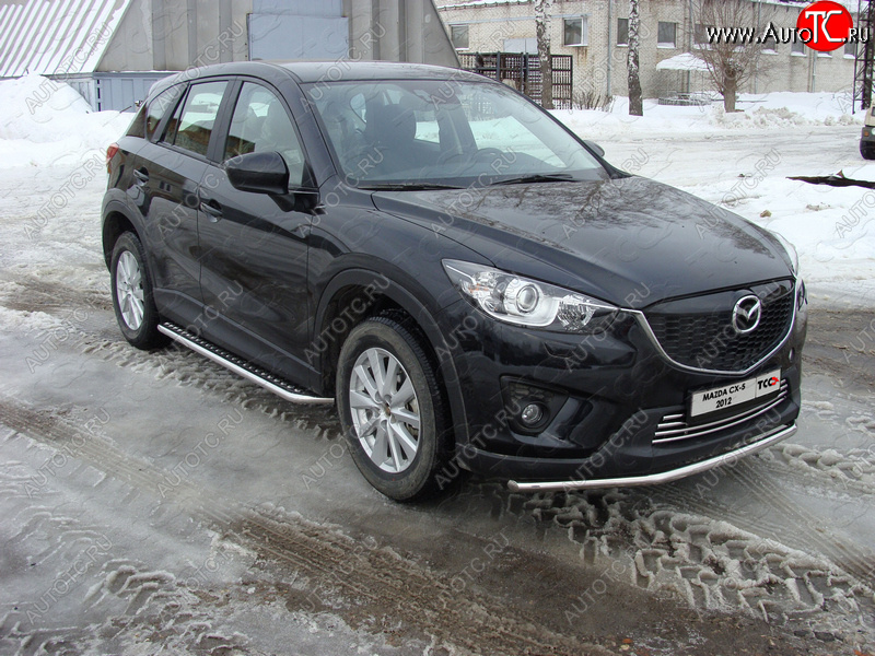 14 999 р. Защита переднего бампера нижняя d42,4 мм ТСС Тюнинг Mazda CX-5 KE дорестайлинг (2011-2014) (нержавейка)  с доставкой в г. Омск