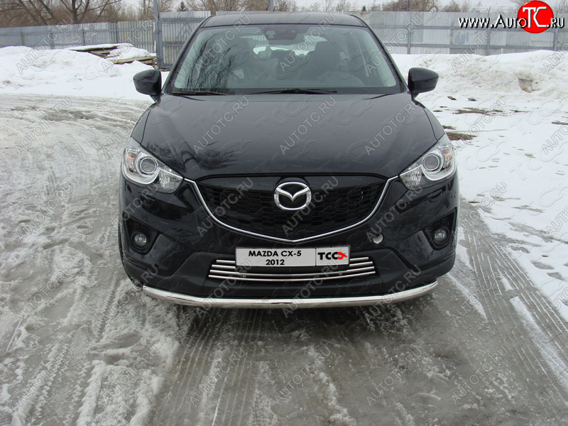 17 999 р. Защита переднего бампера нижняя d60,3 мм ТСС Тюнинг  Mazda CX-5  KE (2011-2014) дорестайлинг (нержавейка)  с доставкой в г. Омск