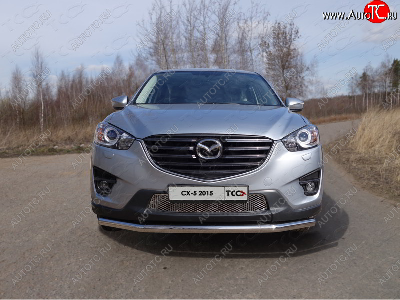 17 999 р. Защита переднего бампера нижняя d60,3 мм ТСС Тюнинг Mazda CX-5 KE рестайлинг (2015-2017) (нержавейка)  с доставкой в г. Омск