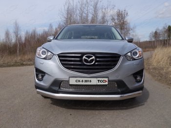 24 099 р. Защита переднего бампера нижняя овальная 75*42 мм ТСС Тюнинг Mazda CX-5 KE рестайлинг (2015-2017) (нержавейка)  с доставкой в г. Омск. Увеличить фотографию 1