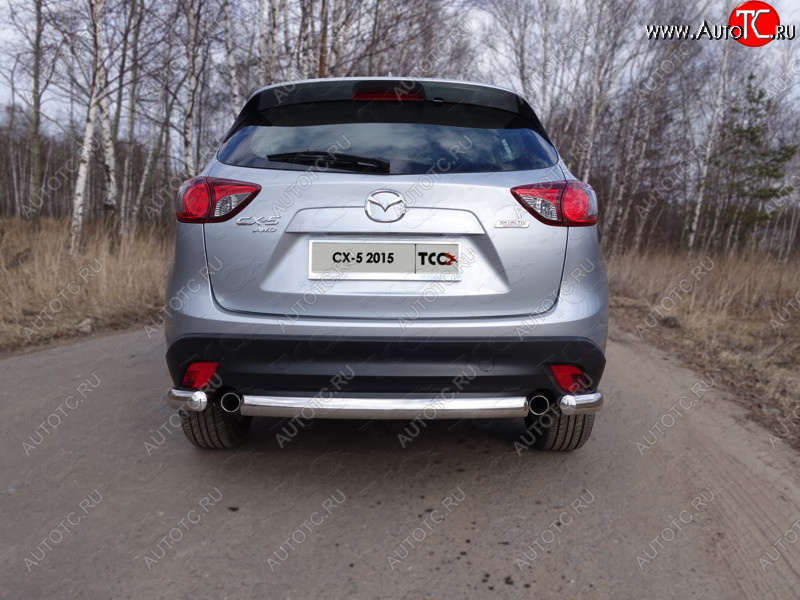 12 999 р. Защита заднего бампера (овальная короткая, d75х42 мм) TCC  Mazda CX-5  KE (2015-2017) рестайлинг  с доставкой в г. Омск