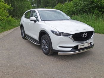 Пороги с площадкой 75х42 мм ТСС Тюнинг Mazda CX-5 KF (2016-2024)  (серые)