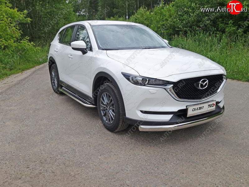 45 999 р. Пороги с площадкой 75х42 мм ТСС Тюнинг Mazda CX-5 KF (2016-2024) (серые)  с доставкой в г. Омск