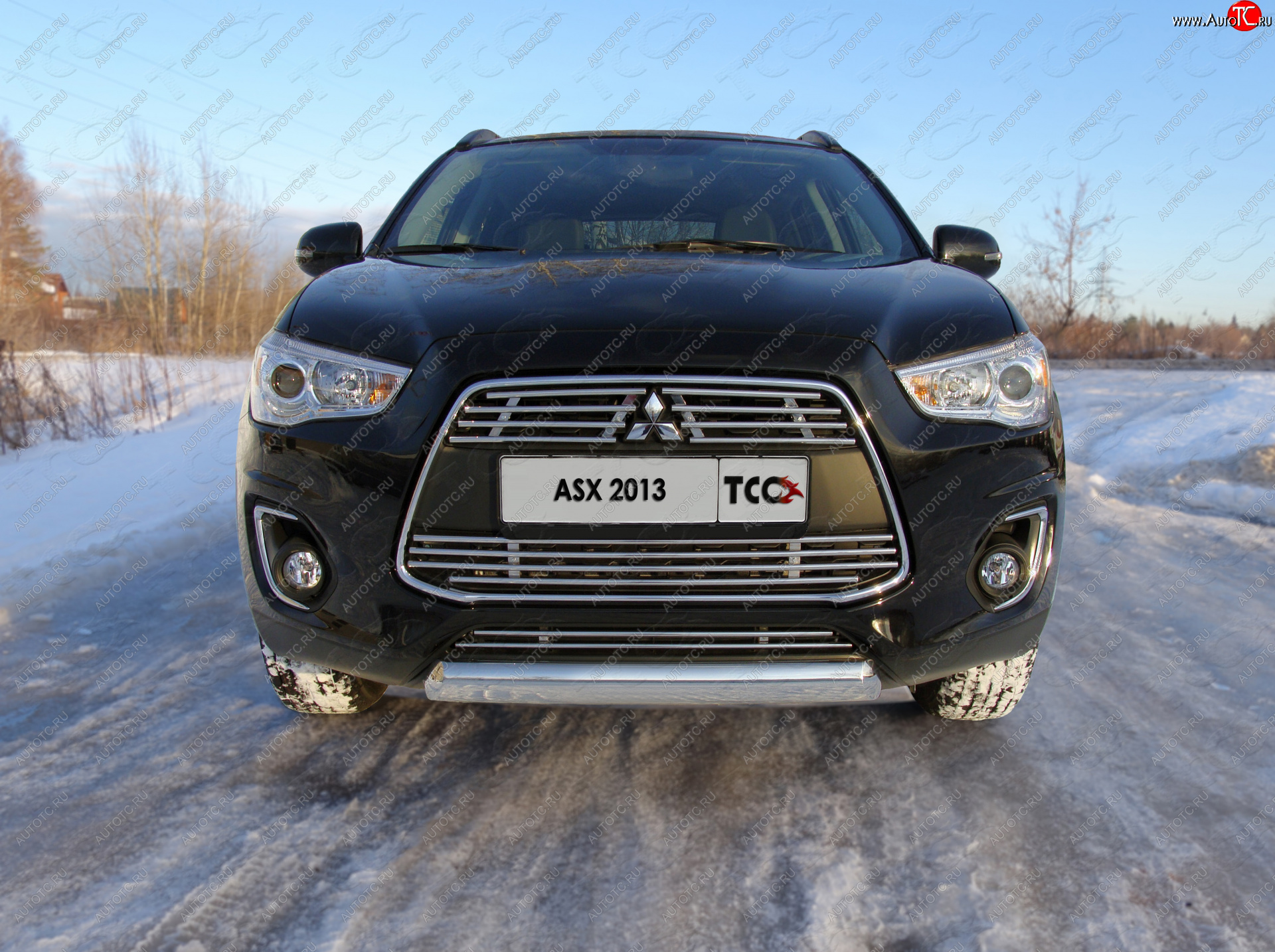 13 499 р. Защита переднего бампера нижняя овальная 75*42 мм ТСС Тюнинг Mitsubishi ASX 1-ый рестайлинг (2013-2016) (нержавейка)  с доставкой в г. Омск