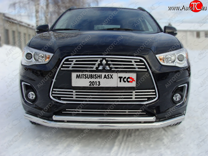 4 649 р. Верхняя декоративная вставка решетки радиатора ТСС Тюнинг  Mitsubishi ASX (2013-2016) 1-ый рестайлинг (d 12 мм)  с доставкой в г. Омск