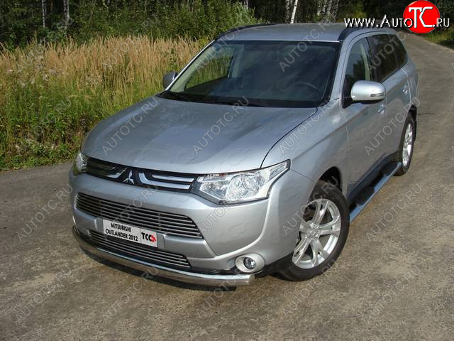 21 899 р. Защита переднего бампера нижняя овальная 75*42 мм ТСС Тюнинг Mitsubishi Outlander GF дорестайлинг (2012-2014) (нержавейка)  с доставкой в г. Омск