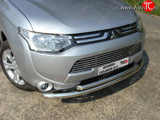 22 599 р. Защита переднего бампера нижняя 60,3*50,8 мм ТСС Тюнинг  Mitsubishi Outlander  GF (2012-2014) дорестайлинг (нержавейка)  с доставкой в г. Омск