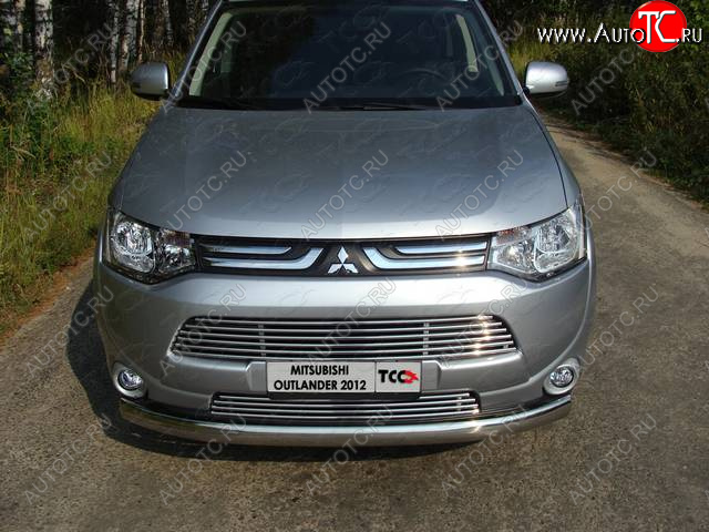 7 699 р. Верхняя декоративная вставка решетки радиатора ТСС Тюнинг  Mitsubishi Outlander  GF (2012-2014) дорестайлинг (d 12 мм)  с доставкой в г. Омск