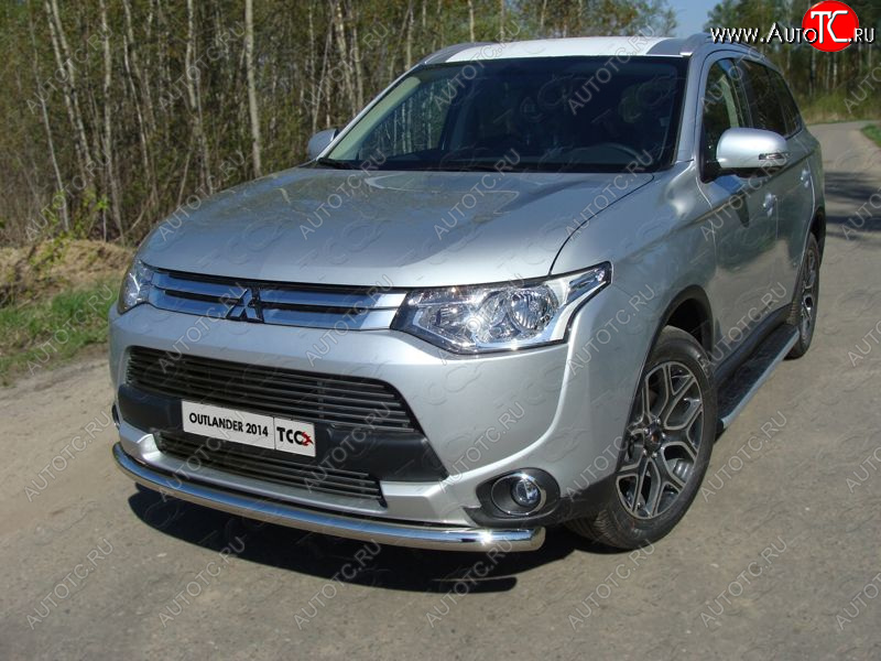 7 699 р. Верхняя декоративная вставка решетки радиатора ТСС Тюнинг  Mitsubishi Outlander  GF (2014-2016) 1-ый рестайлинг (d 12 мм)  с доставкой в г. Омск