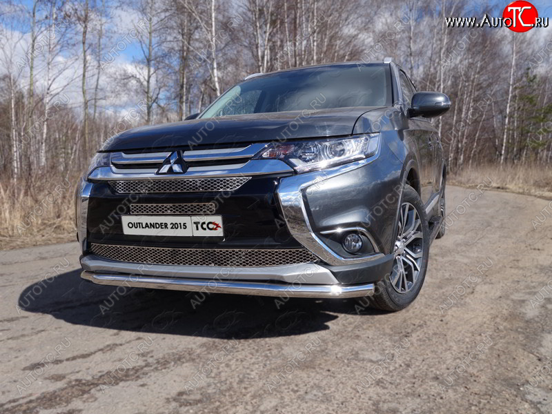 22 599 р.  Защита передняя нижняя длинная 60,3 мм ТСС Тюнинг  Mitsubishi Outlander  GF (2015-2018) 2-ой рестайлинг (нержавейка)  с доставкой в г. Омск