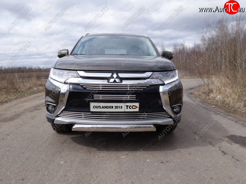 7 699 р. Верхняя декоративная вставка решетки радиатора ТСС Тюнинг  Mitsubishi Outlander  GF (2015-2018) 2-ой рестайлинг (d 12 мм)  с доставкой в г. Омск