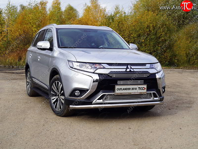 22 999 р. Защита передняя нижняя длинная 60,3 мм ТСС Тюнинг Mitsubishi Outlander GF 3-ий рестайлинг (2018-2022) (нержавейка)  с доставкой в г. Омск