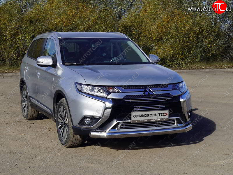 23 599 р. Защита переднего бампера нижняя овальная 75*42 мм ТСС Тюнинг  Mitsubishi Outlander  GF (2018-2022) 3-ий рестайлинг (нержавейка)  с доставкой в г. Омск