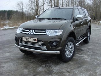 Защита переднего бампера нижняя овальная 75*42 мм ТСС Тюнинг Mitsubishi Pajero Sport PB рестайлинг (2013-2017)