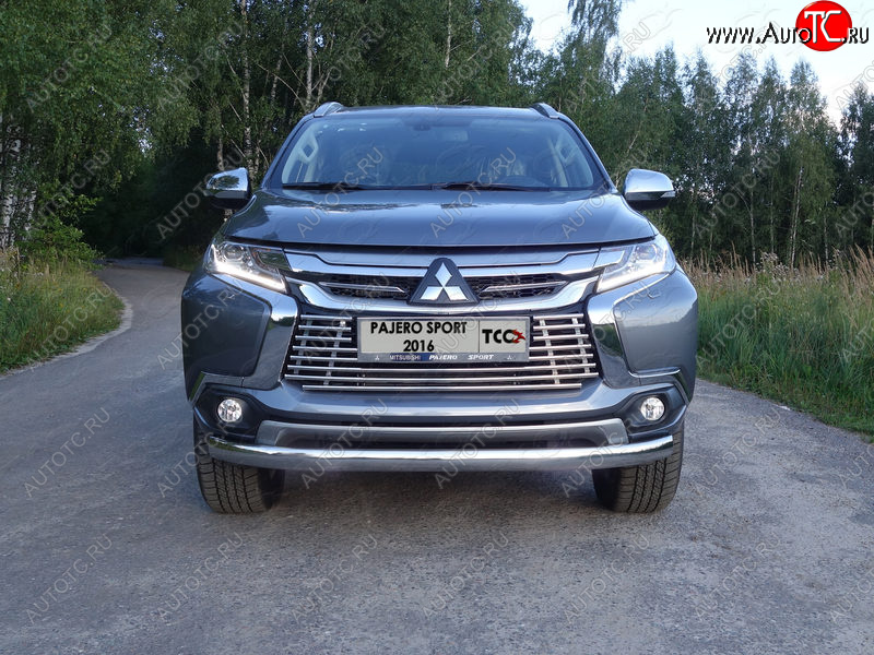 21 899 р. Защита переднего бампера нижняя овальная 75*42 мм ТСС Тюнинг  Mitsubishi Pajero Sport  PB (2013-2017) рестайлинг (нержавейка)  с доставкой в г. Омск