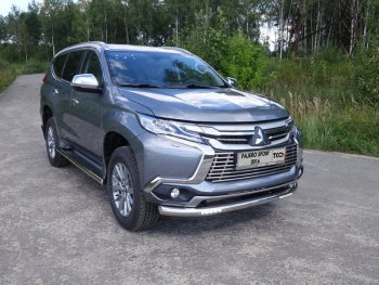 37 649 р. Защита переднего бампера нижняя с ДХО 76,1 мм ТСС Тюнинг  Mitsubishi Pajero Sport  QE (2015-2021) дорестайлинг (нержавейка)  с доставкой в г. Омск. Увеличить фотографию 1